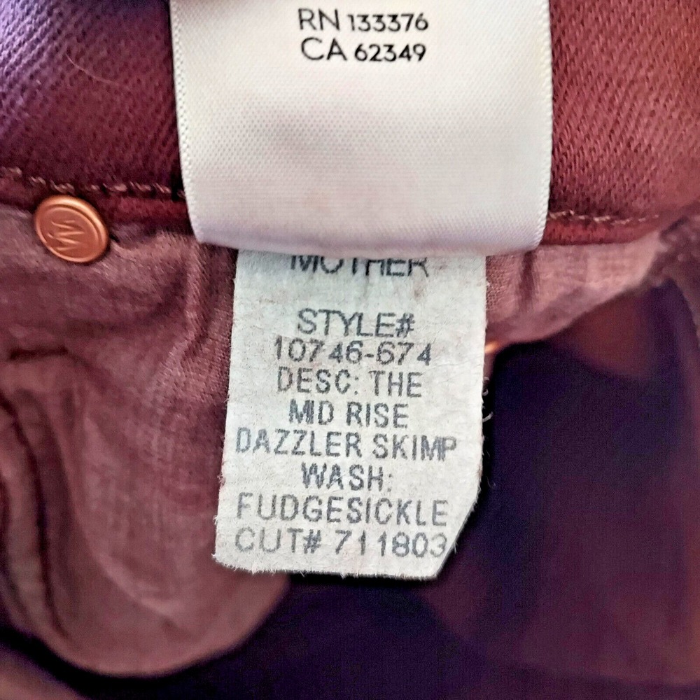 Mother The Mid Rise Dazzler Skimp Womens Size 26 Dark Fudgesickle Wash Jeans‎ - Picture 12 of 16